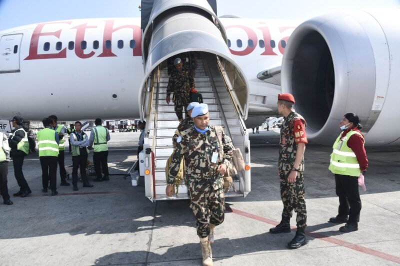 सेन्ट्रल अफ्रिकनमा तैनाथ नेपाली शान्ति सैनिकहरूको सफल अदली–बदली